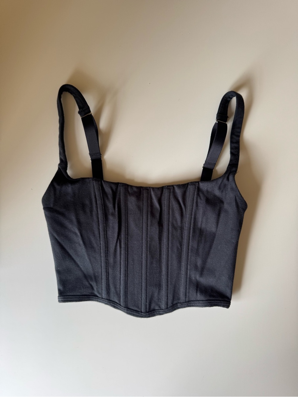 Skims Cotton Corset Bustier Top - Black XXS